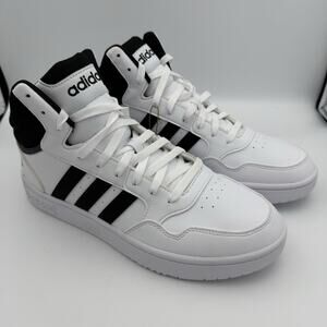 Adidas Hoops 3.0 Mid Basketball Sneakers White Black Men’s Size 10 GW3019 NWOB